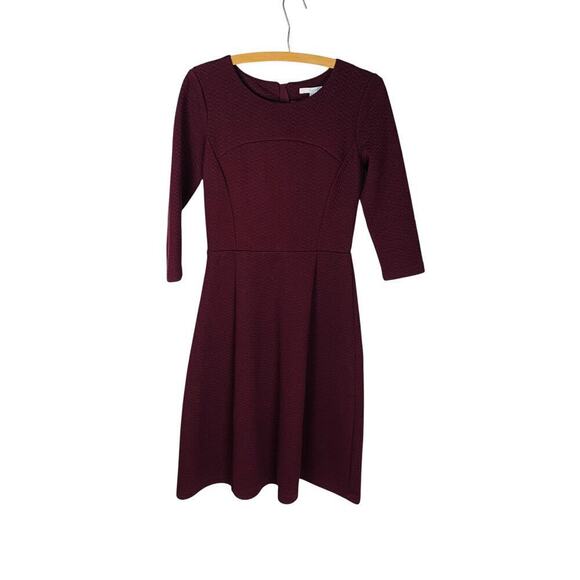 Boden Burgundy Quilted Curved Flare Midi Dress - Size 6L - Picture 1 of 8